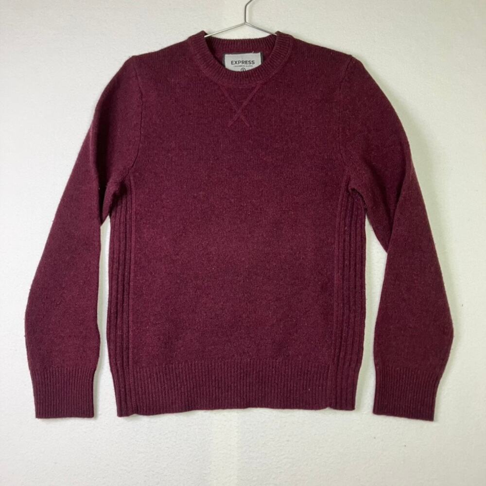 Express Wool Cashmere Blend Knit Sweater Size S Burgundy